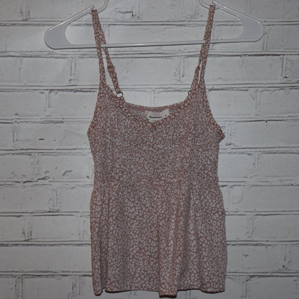 🤎 Urban Romantic Smocked Leopard‑Print Cami · Size Small